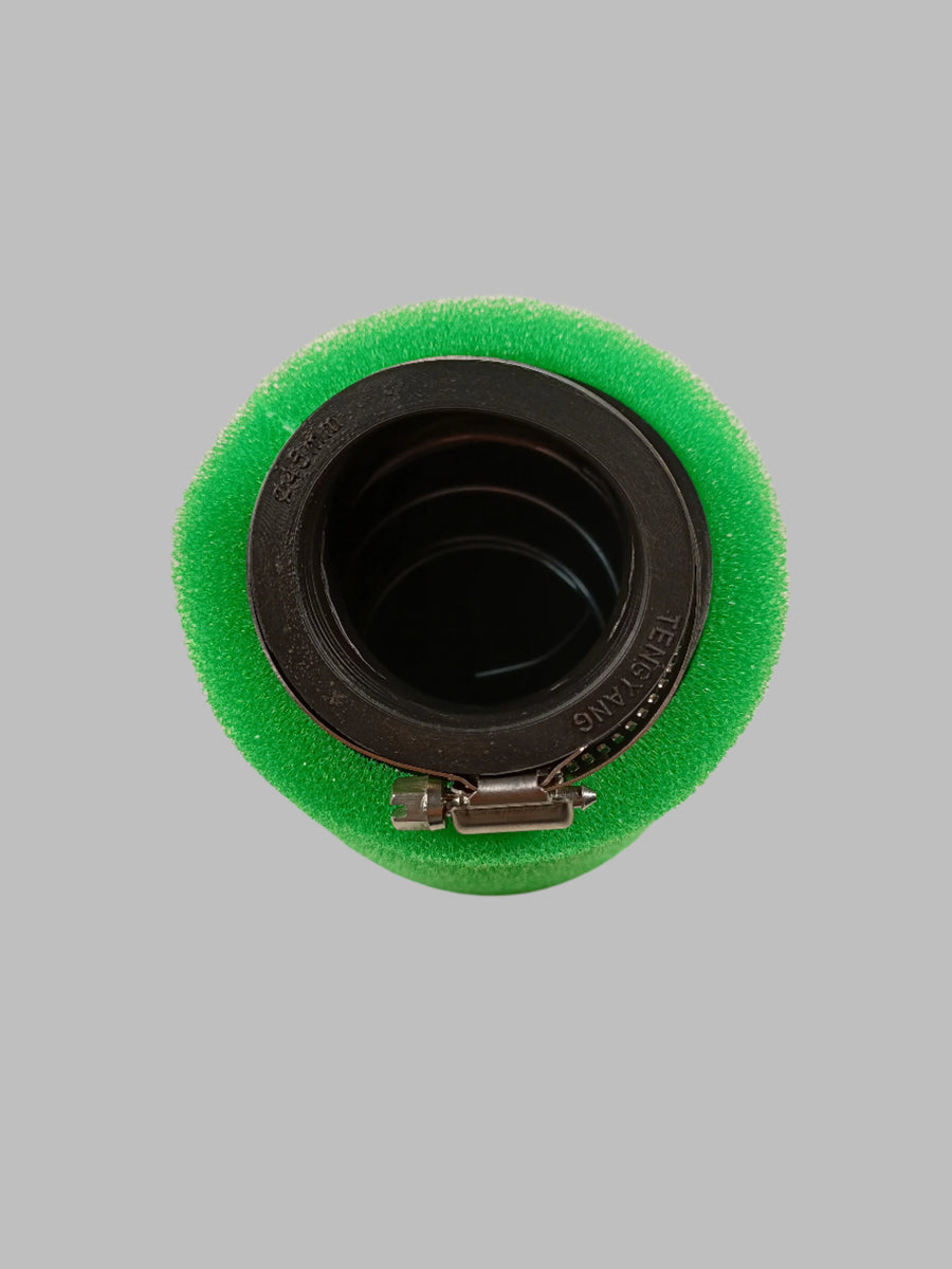 Green 48mm Bent Angled Foam Air Filter Pod – Fits Pit Bikes, ATVs, Dirt Bikes
