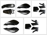 Black Plastics Kit Fender Body Work Fits KAWASAKI KLX110 (2002-2009) KX65 Dirt Pit Bike